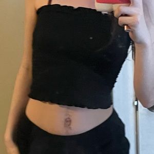 Dark coquette Black ruffled tube top